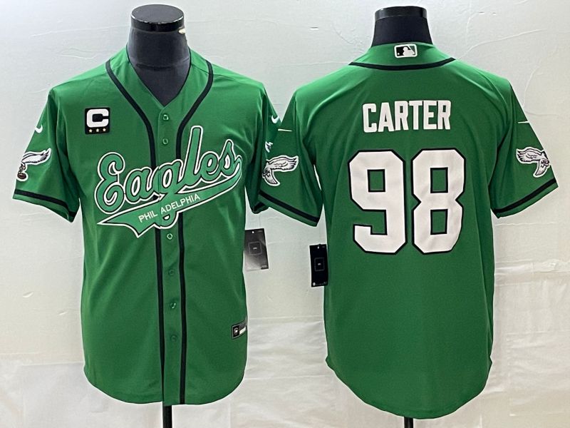 Men Philadelphia Eagles 98 Carter Green Co Branding Game NFL Jersey style 2